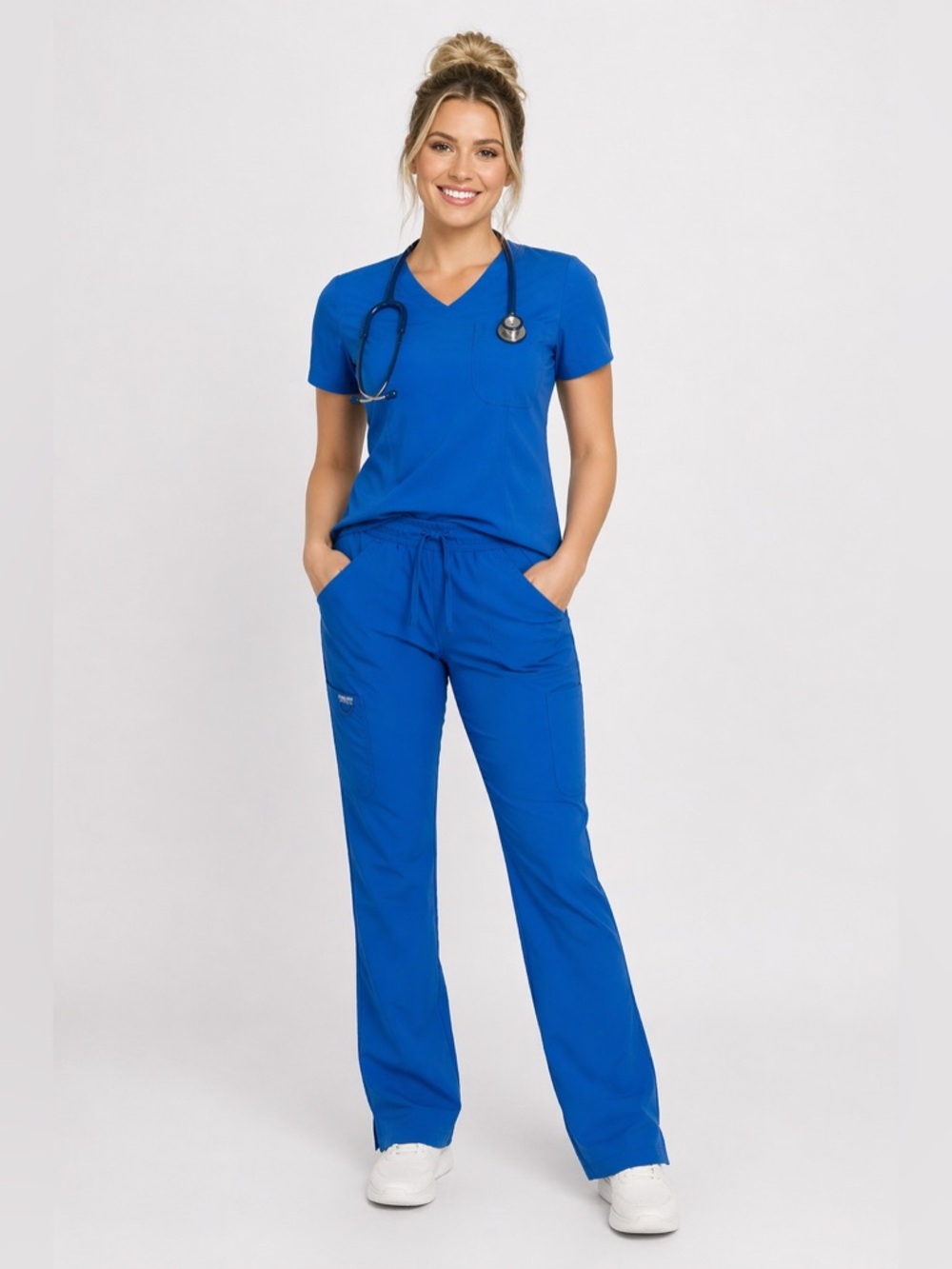 Cherokee Workwear Revolution Scrub Pants | Women’s Mid Rise | Royal Blue